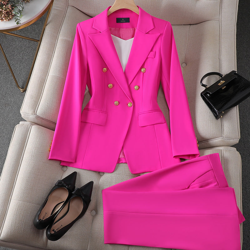 Tailored Double Breasted Gold Button Blazer