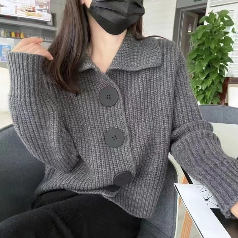 Knit Loose Fit Lapel Cardigan
