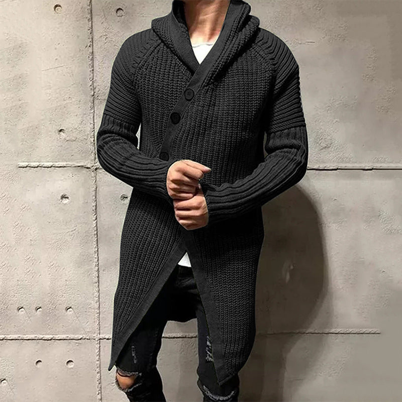 Chunky Knit Wool Hooded Shawl Cardigan