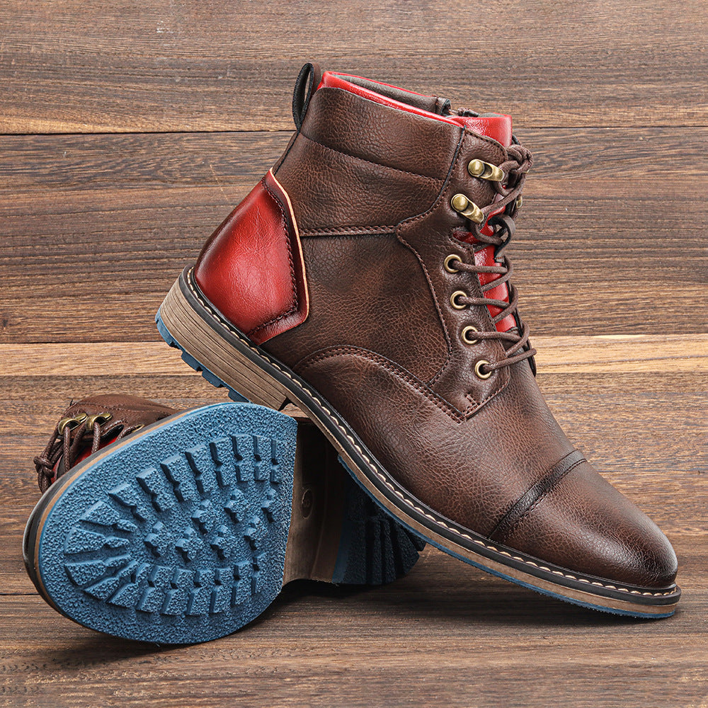 Leather Padded Ankle Cap Toe Boots