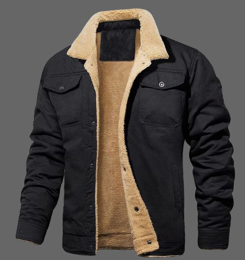 Sherpa Collar Cotton Blend Relaxed Fit Jacket