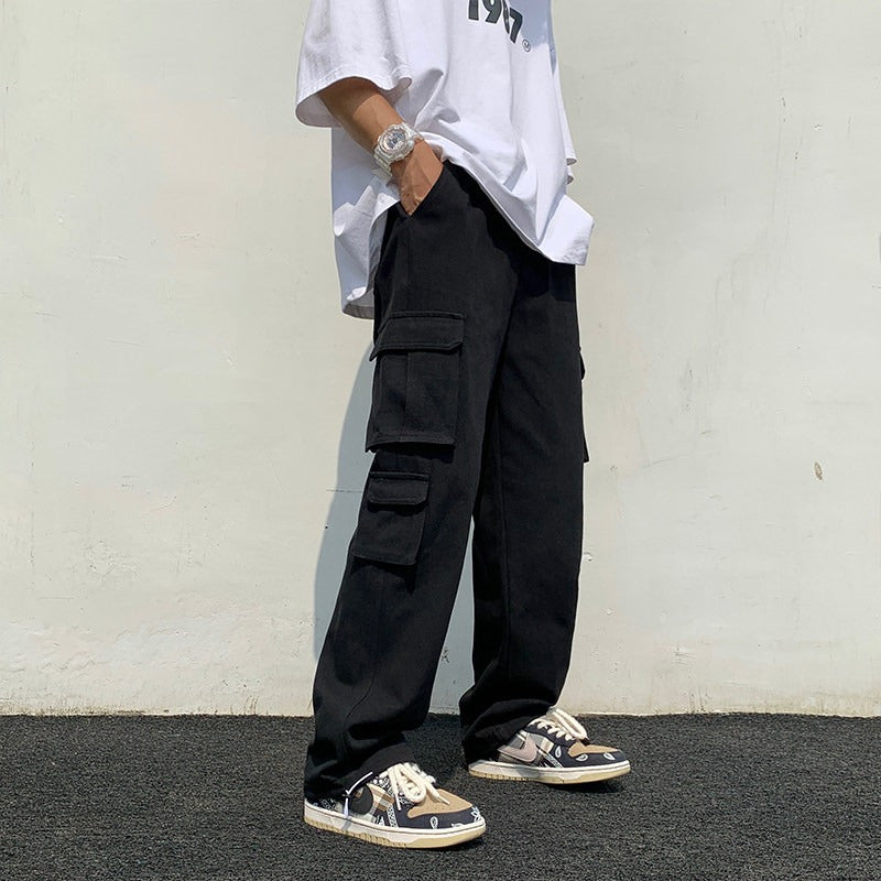 Men's cargo pants – 100% cotton – relaxed fit – full length with pockets