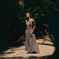 Women's Maxi Dress – Lightweight Cotton – Deep V-Neck – Adjustable Straps – With Pockets