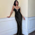 Women's Slip Dress – Elegant Satin Look – Slim Fit – Strap Sleeves – Keyhole Detail