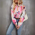 Women's Blouse – Relaxed Fit – Long-Sleeved – Artistic Print – Lightweight and Breathable