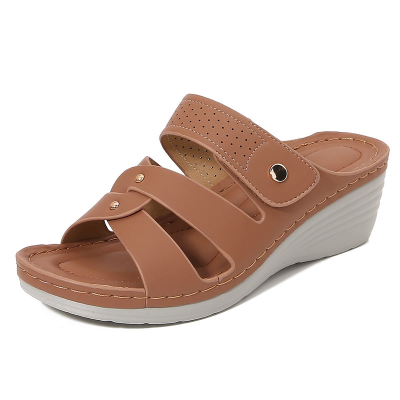Comfort Sole Studded Wedge Heel Sandals