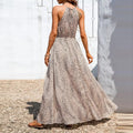 Dress for women – Halterneck maxi – A-line fit – Polka dot pattern – Slit
