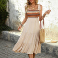 Dress for women – A-line cut – Cotton blend – Tie straps – Midi – Ethnic pattern