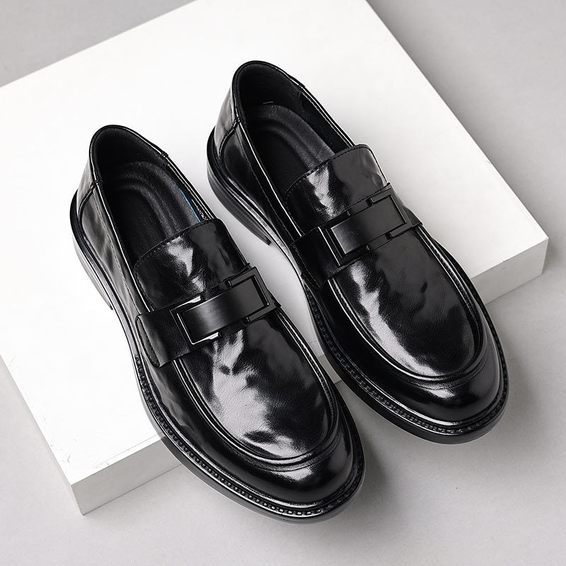 Men's Loafers – Genuine Leather – Pointed Toe – Slip-On – Formal Design with Buckle