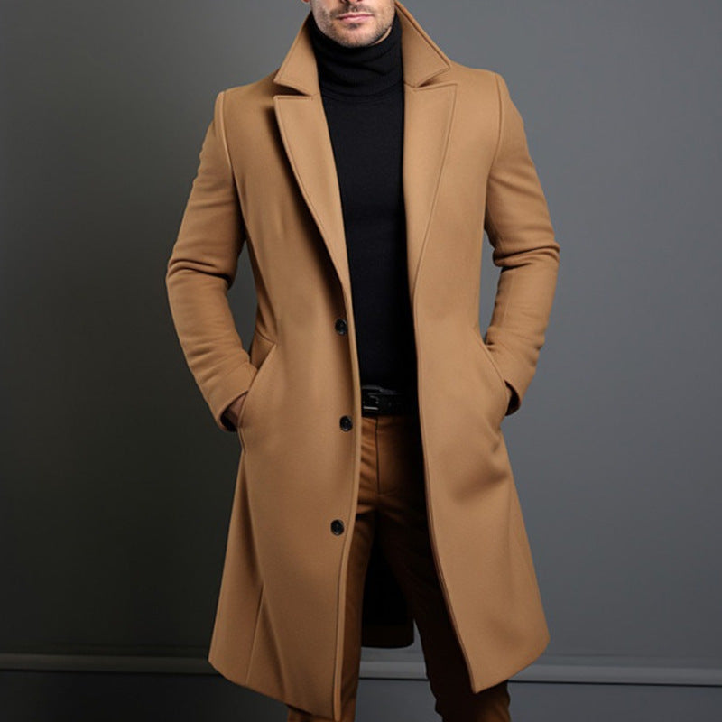 Tailored Fit Wool Blend Trench Coat