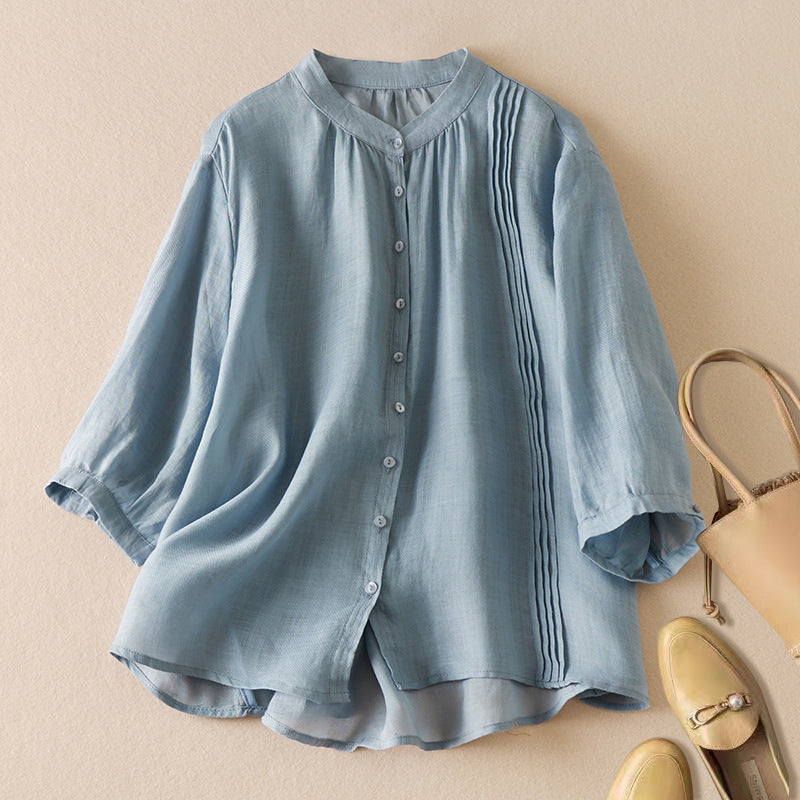 Natural Fibres Pleated Relaxed Shirt