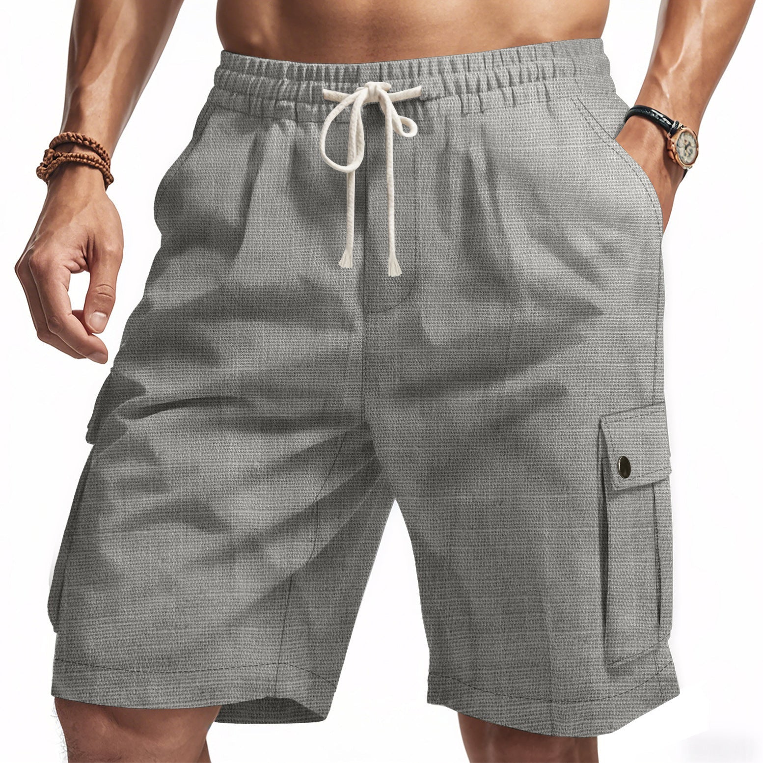 Bamboo Linen Relaxed Fit Cargo Shorts