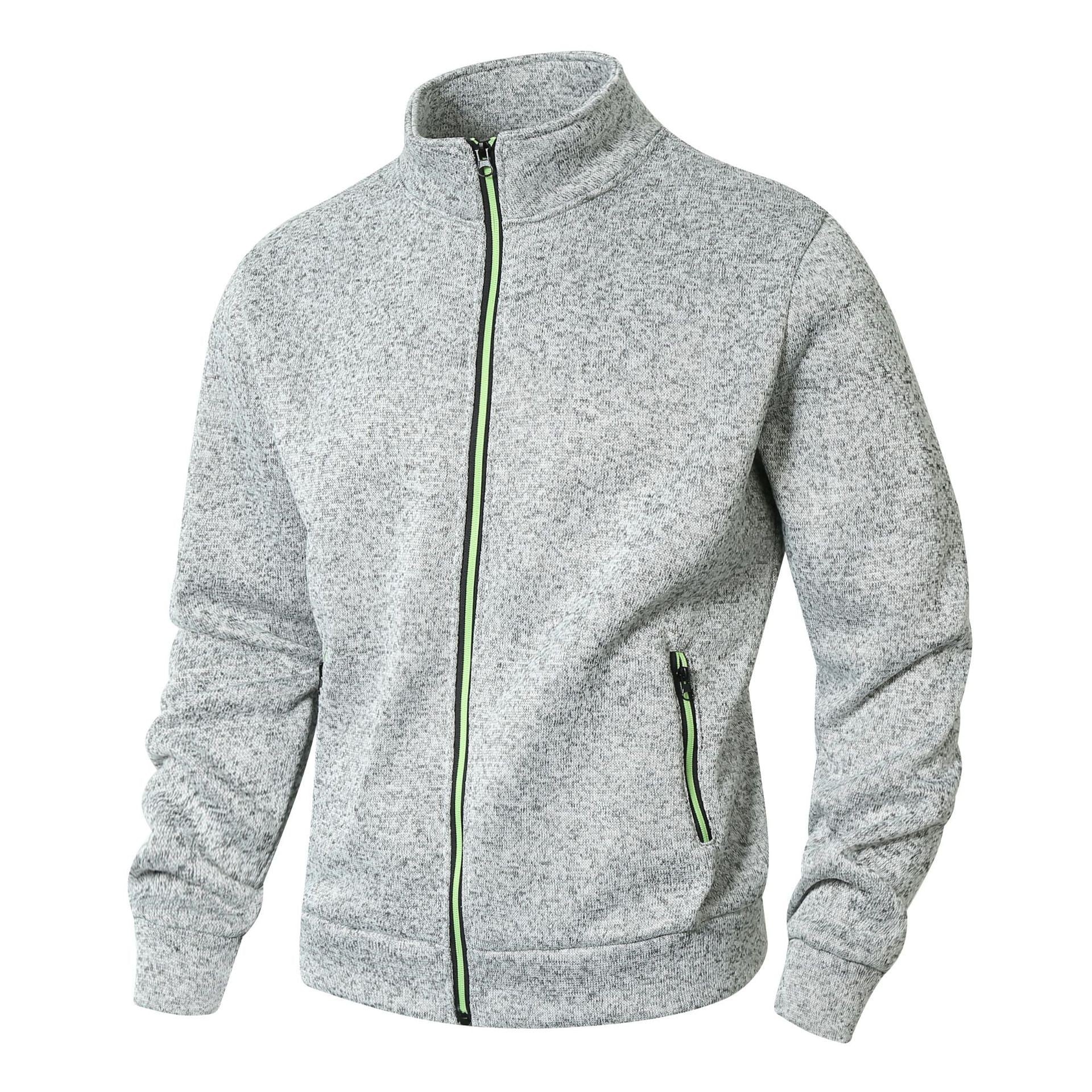 Men's Jacket with Zipper – Regular Fit – Fleece Lining – Stand Collar – Zipper Pockets