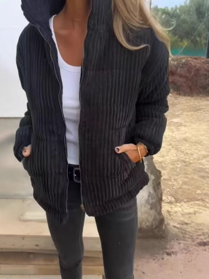 Cropped Relaxed Fit Corduroy Jacket