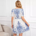 Women's Mini Dress – Light Cotton – Relaxed Fit – V-Neck – Short Sleeves – Print