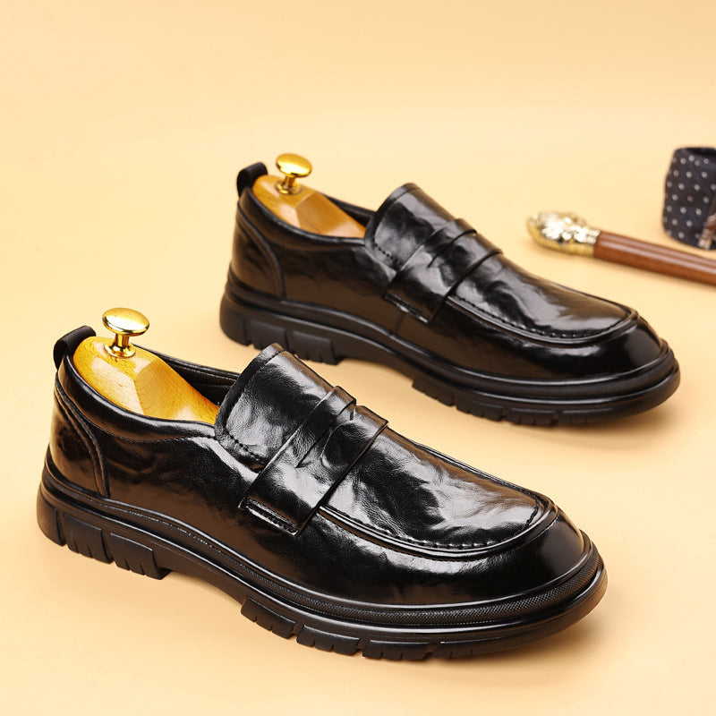 Leather Penny Strap Slip-On Loafers