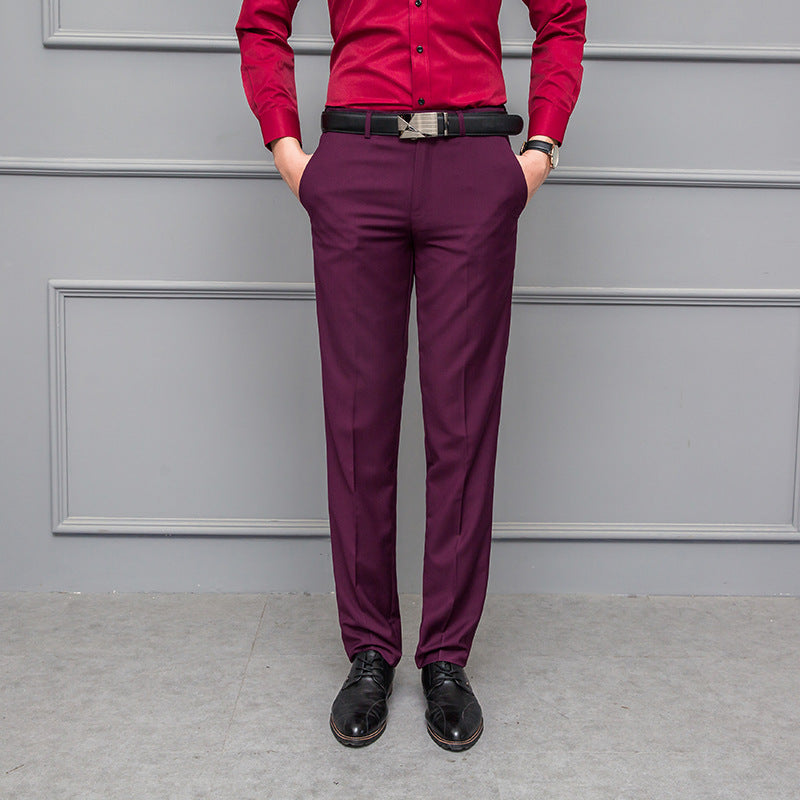 Men's Trousers – Slim Fit – Non-Iron – Stretch – Flat Front Design – Full Length