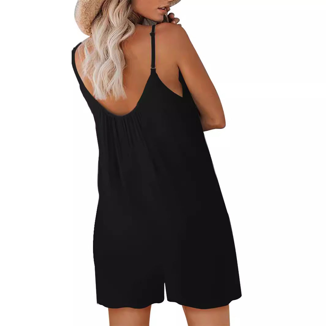 Breathable Graphic Print Spaghetti Strap Romper