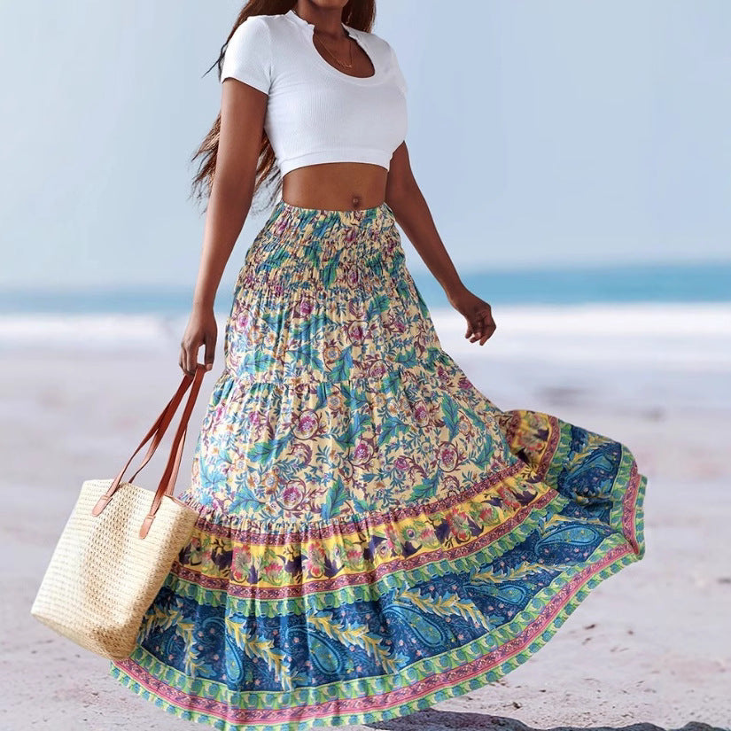 Women's Strapless Dress – Cotton Blend – A-line – Floral Pattern – Midi – Convertible
