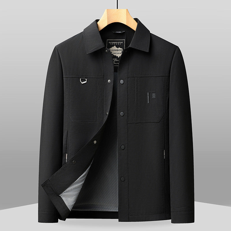 Woven Point Collar Patch Pocket Jacket
