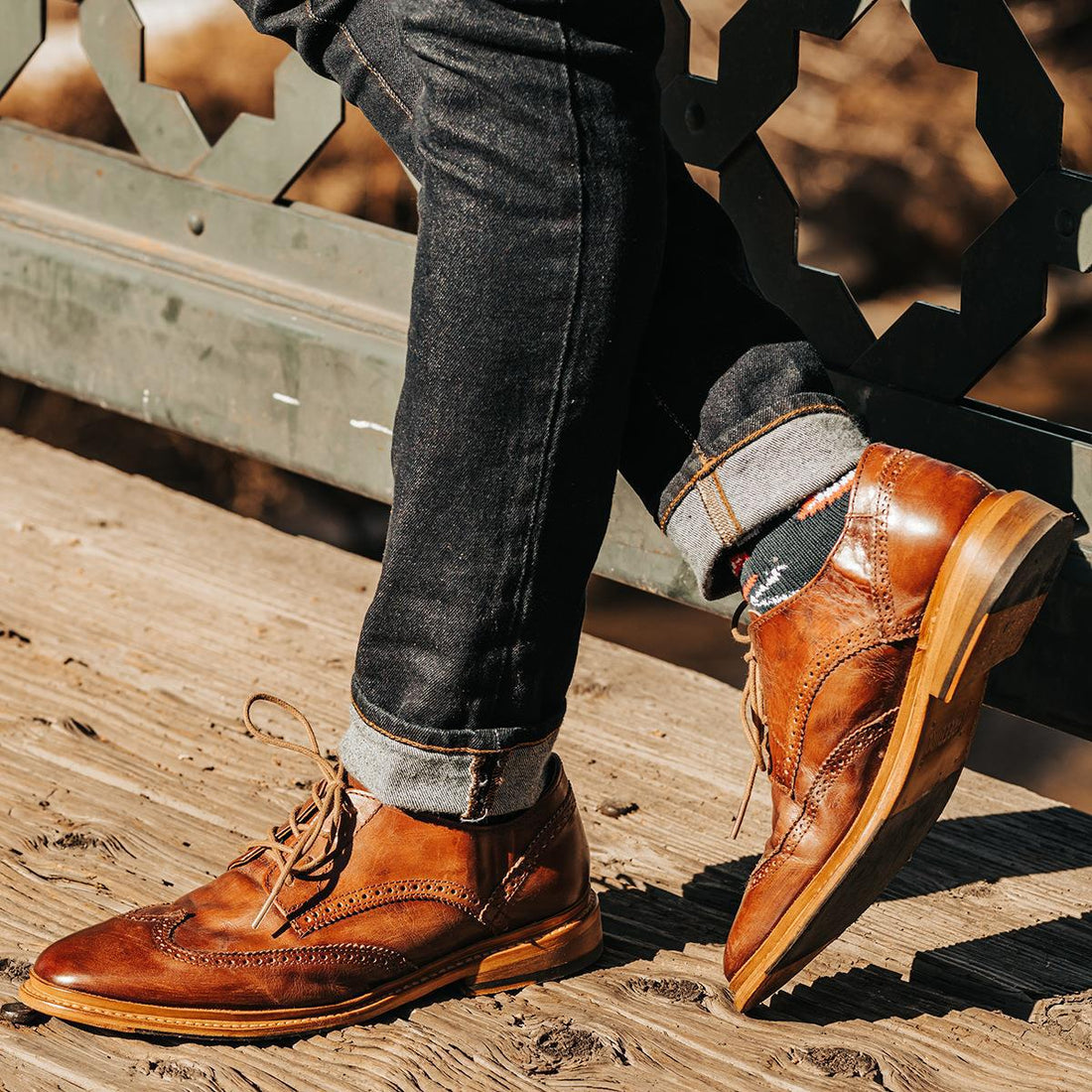 Leather Wingtip Brogue Lace-Up Shoes