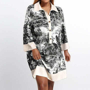 Light Fabric A-line Collar Button Dress