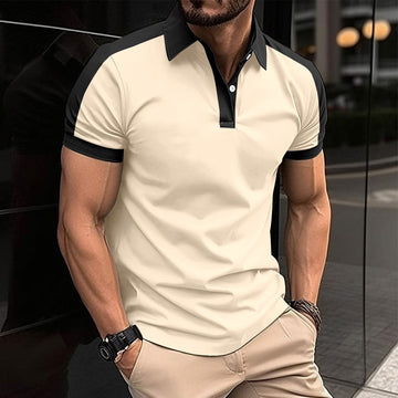 Herre polo shirt – slim fit – bomuld med stretch – kontrastkrave og ærmer
