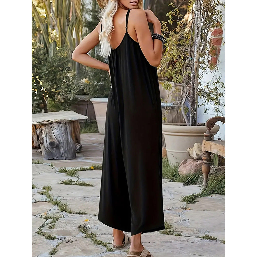 Breathable Relaxed Fit Wide Leg Jumpsuit