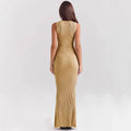 Dress for women – Ribbed knit – Slim fit – Sleeveless – Turtleneck – Mermaid hem