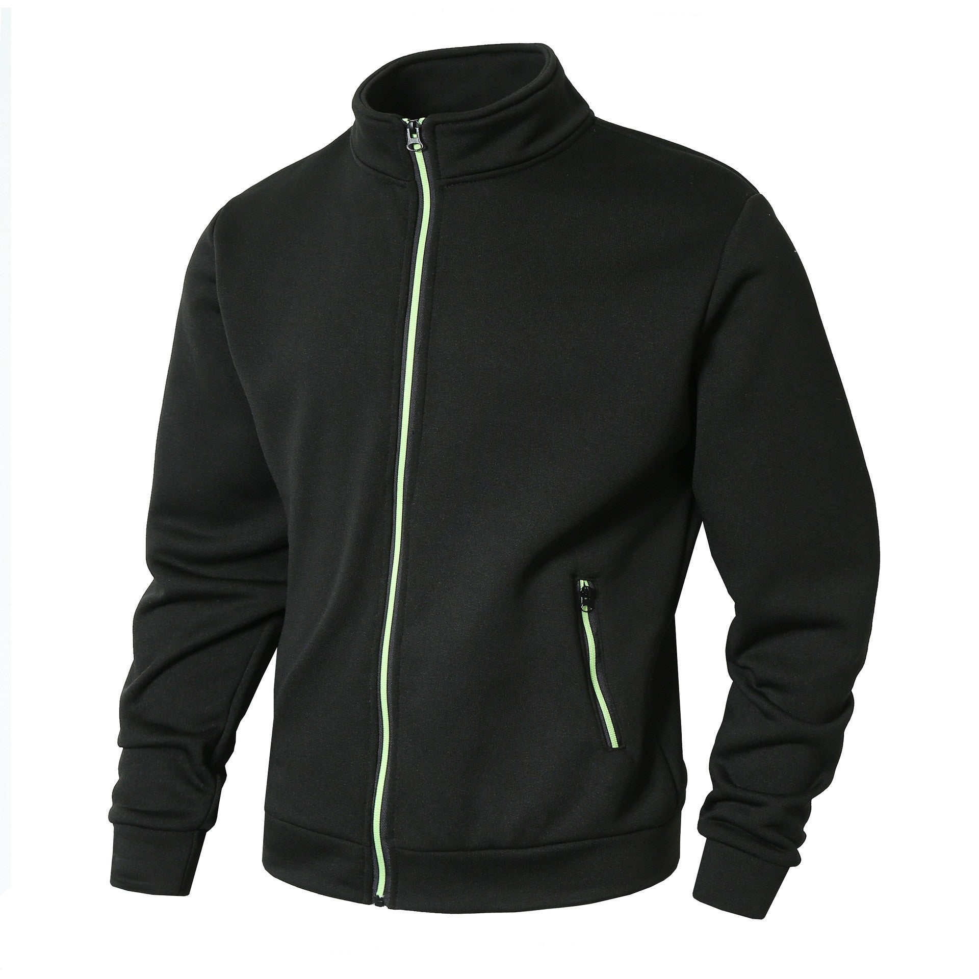 Men's Jacket with Zipper – Regular Fit – Fleece Lining – Stand Collar – Zipper Pockets