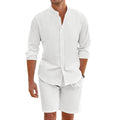 Men's Set with Shirt and Shorts – Relaxed Fit – Light Linen Blend – Button Closure