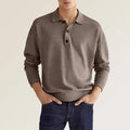 Men's Polo Shirt – Classic Fit – Long-Sleeved – Soft Cotton Blend – Ribbed Cuffs