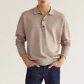 Men's Polo Shirt – Classic Fit – Long-Sleeved – Soft Cotton Blend – Ribbed Cuffs