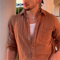 Men's Shirt with Long Sleeves – Casual Fit – Breathable Cotton Blend Fabric – Classic Collar with Button Closure
