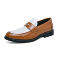 Men's Loafers – Polished Leather – Slip-On – Two-Tone – Comfortable Rubber Sole