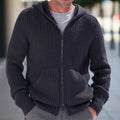 Men's Cardigan – Knit – Relaxed Fit – Hood – Ribbed Texture – Long Sleeves