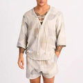 Men's Set – Lace-up Shirt and Shorts – Relaxed Fit – Lightweight and Breathable Fabric