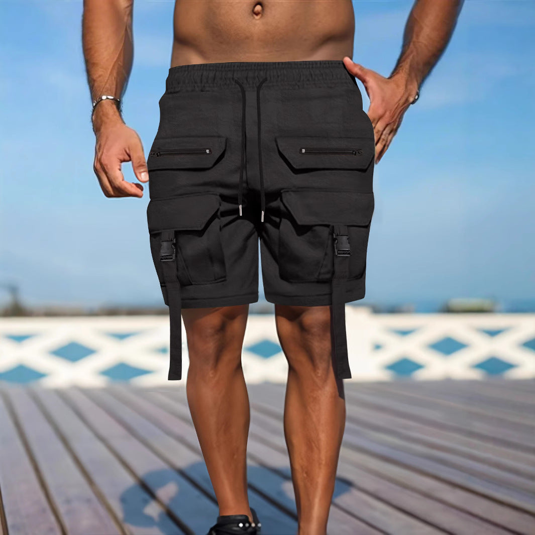 Cotton Blend Multi-Pocket Utility Shorts