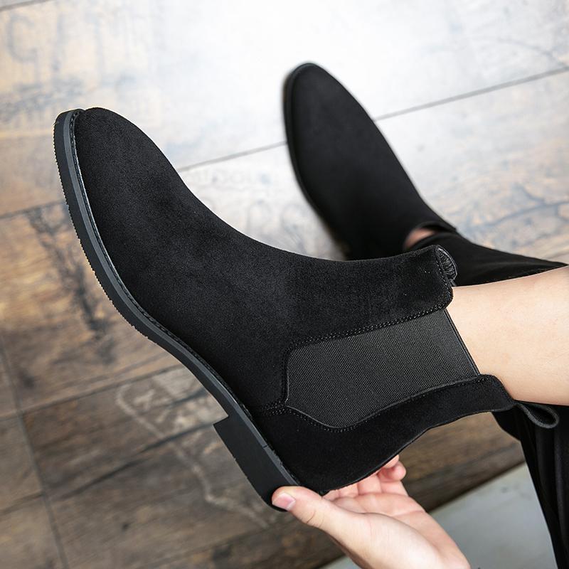 Suede Ankle High Slip-On Boots