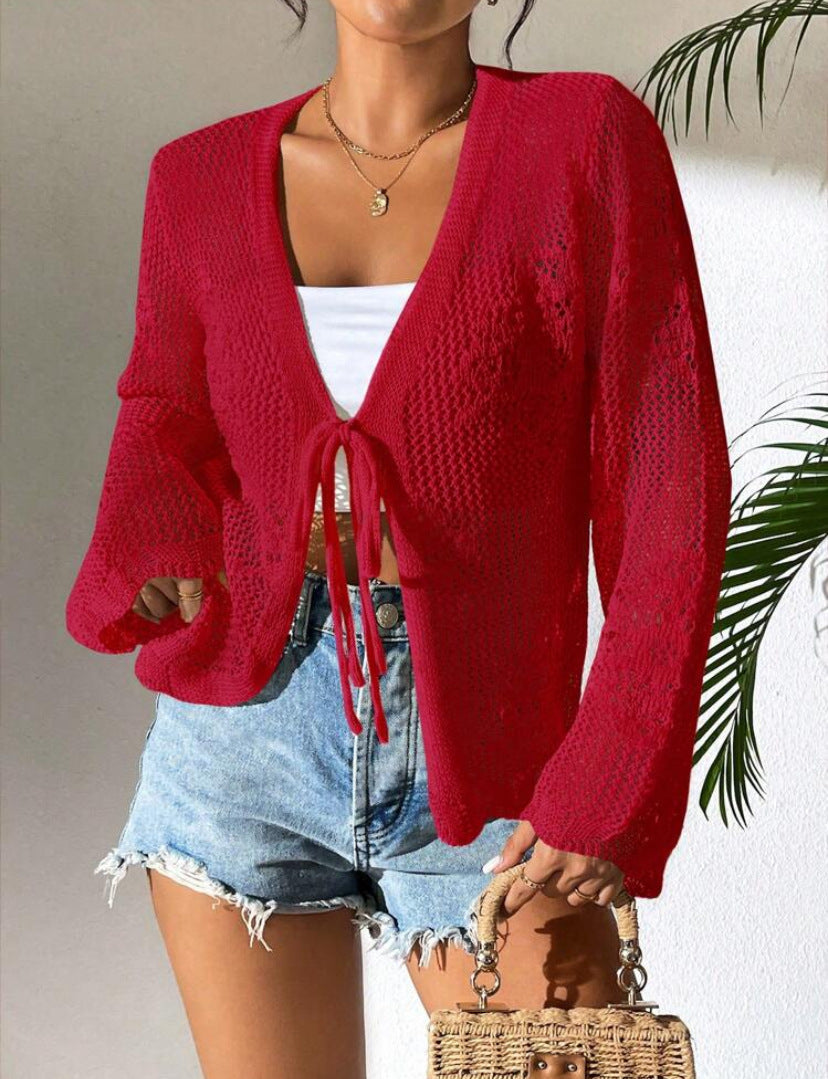 Women's Cardigan – Lightweight Knit – Loose Fit – Open Front – Long Sleeves
