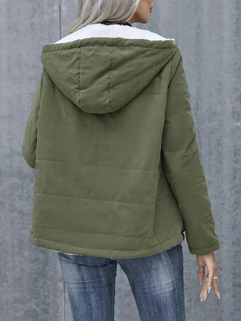 Hooded Quilted Fleece Lined Short Coat