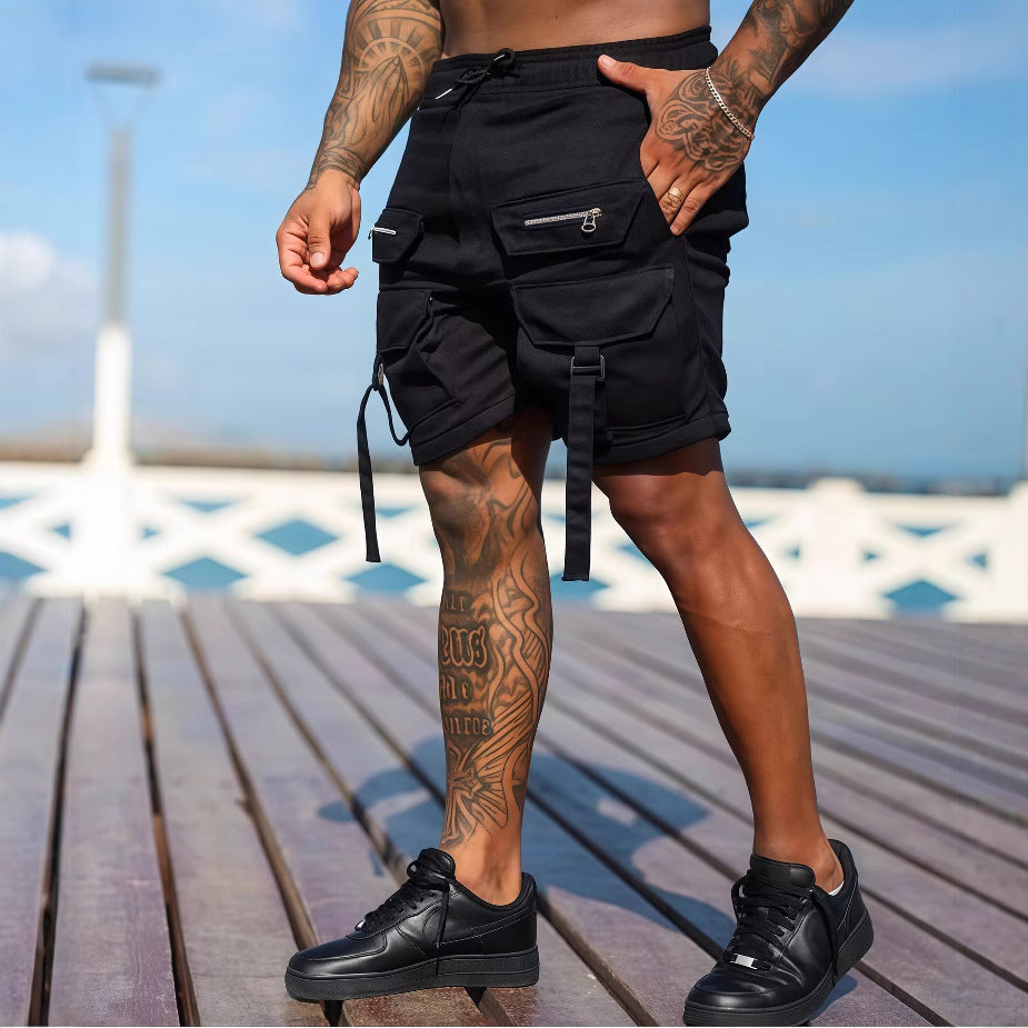 Cotton Blend Multi-Pocket Utility Shorts