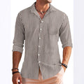 Men's Shirt with Long Sleeves – Regular Fit – Breathable Material – Striped Pattern – Chest Pocket