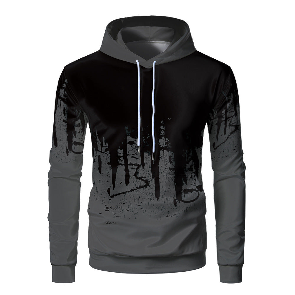 3D Digital Print Loose Fit Hooded Sweatshirt