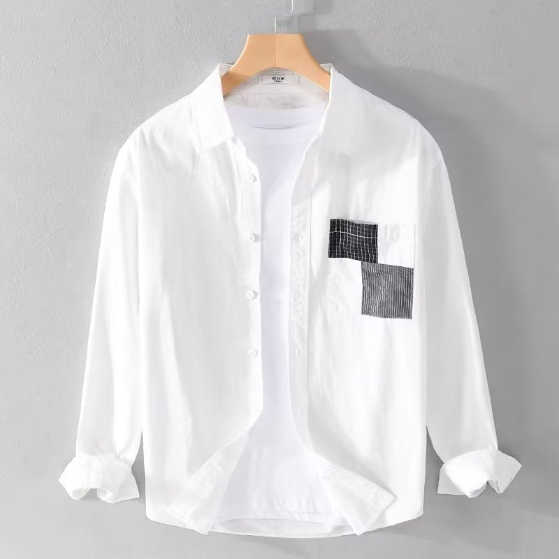 Relaxed Fit Cotton Blend Long Sleeve Shirt