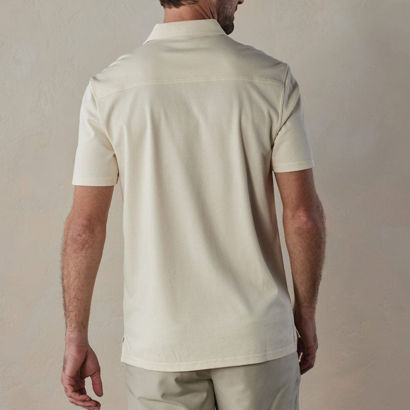 Men's polo shirt – Slim fit – V-neck with buttons – Breathable cotton blend – Striped