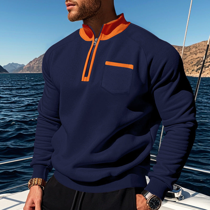 Cotton Knit Half Zip Pullover Sweater
