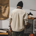 Men's Work Jacket – Loose Fit – Canvas – Button Closure – Chest Pockets – Contrast Collar