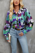 Women's Shirt – Relaxed Fit – Long Sleeve – Light Cotton – Floral Print