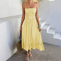 Women's A-line Dress – Light Cotton Blend – Gathered Waist – Gathered Hem – Straps